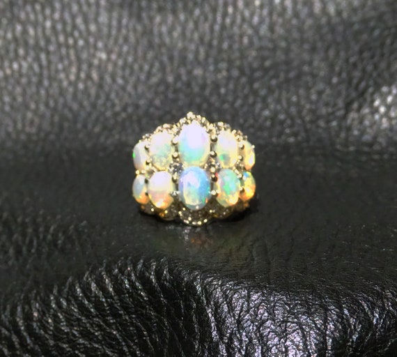 Opal Band Ring, Natural White Zircons, 3.20ctw, S… - image 5