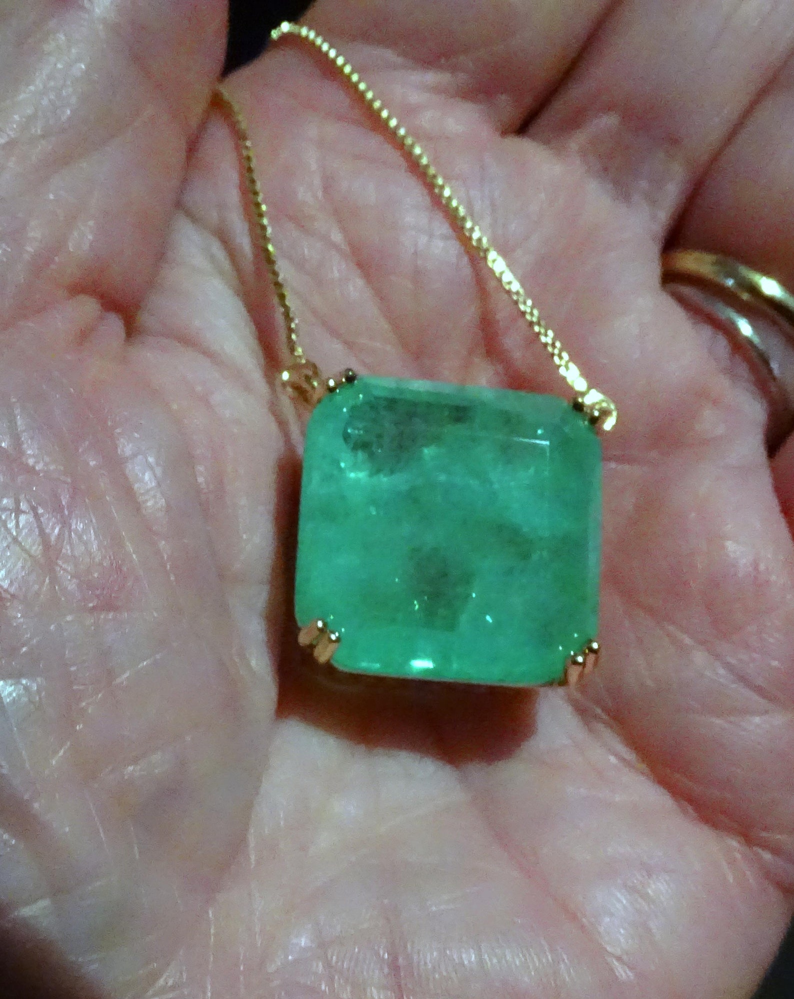 Emerald Pendant Necklace on 18K Gold over Sterling Chain | Etsy
