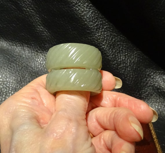 Carved Jade Ring Pendant, Hetian Nephrite, Qing D… - image 1