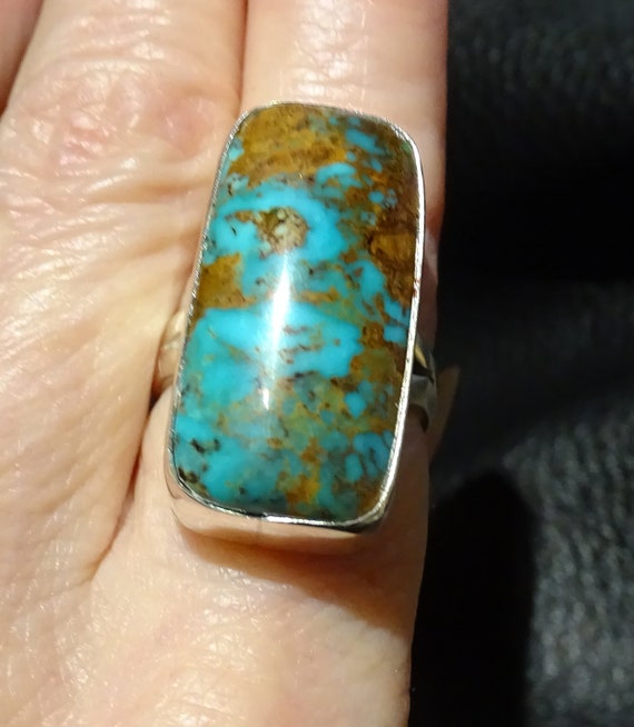 Royston Turquoise Ring, Sterling Handmade OOAK - image 1