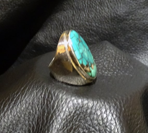 Midcentury Turquoise Ring, Sterling Silver - image 8