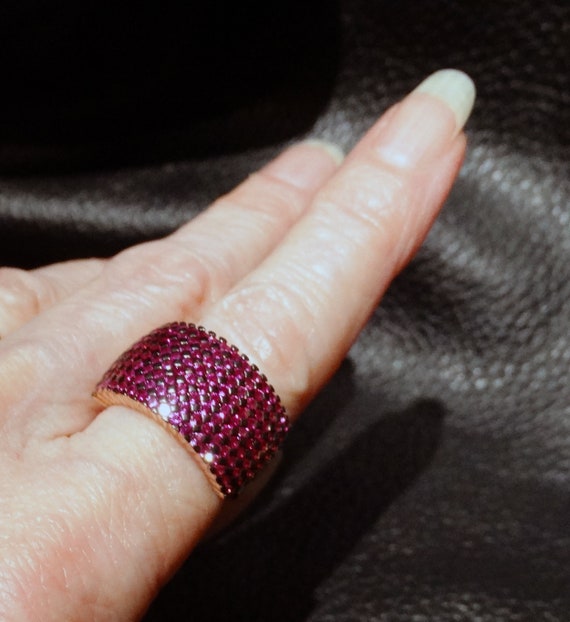 Ruby Band Ring, Gold over Sterling Silver Size 9 - image 2