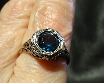 London Blue Topaz Ring, Sterling, Vintage