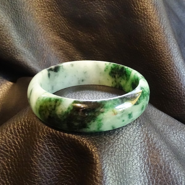 Jade Bangle Bracelet, Natural Spinach Jadeite, No Dye