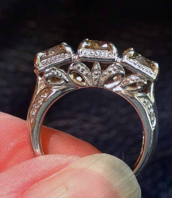 Champagne Diamond Ring, 14K White Gold - image 8