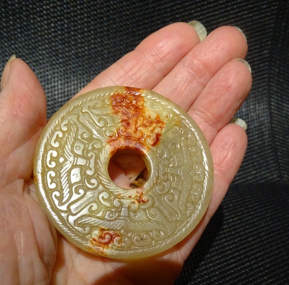 Carved Jade Pendant, Qing Dynasty Nephrite, 1800s - image 10