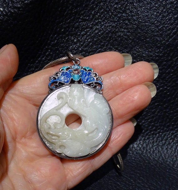 Jade Pendant Necklace, Hetian Mutton Fat Nephrite… - image 6