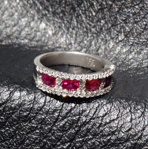 Platinum Ruby Diamond Ring, Natural Rubies - image 8