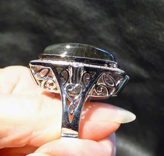 Labradorite Statement Ring, Sapphire, Sterling - image 9