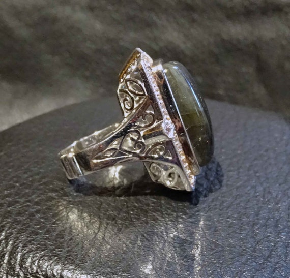Labradorite Statement Ring, Sapphire, Sterling - image 4
