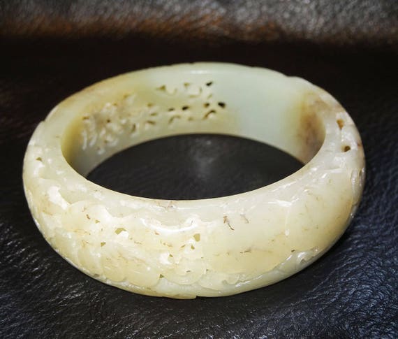 Jade Bangle Bracelet, Antique Hetian Nephrite - image 2