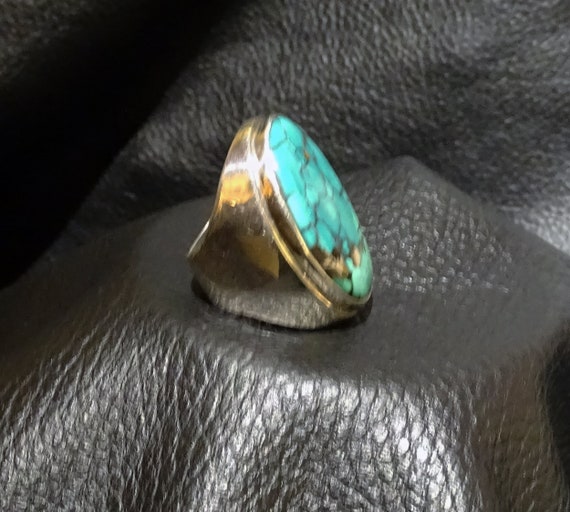 Midcentury Turquoise Ring, Sterling Silver - image 2
