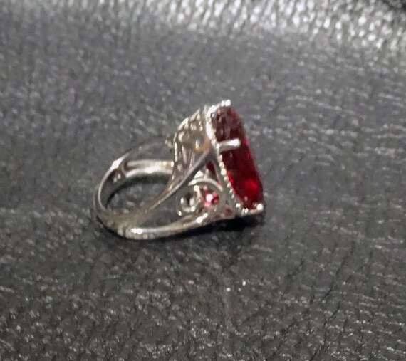 Ruby Solitaire Ring, Platinum over Sterling, Lab … - image 5