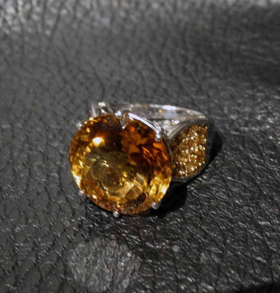 Citrine Sapphire Ring, Madera Citrine, Golden Sap… - image 10