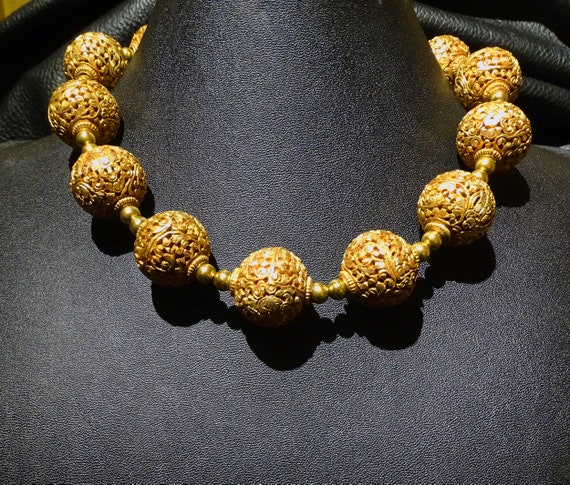 Designer Artificial Jewellery Multi Layered Brown Color Tibetan Beads  Geometric Design Medium Necklace