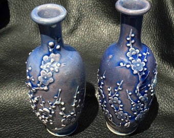 Miniature Chinese Vases, Pair RARE 18th Century Porcelain, Powder Blue Glaze