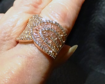 Pink Diamond Ring Replica, 18K Rose Gold over Sterling