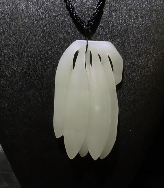 Jade Pendant Necklace, Hetian Mutton Fat Nephrite… - image 1