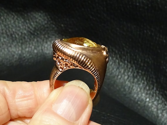 Citrine Solitaire Ring, Rose Gold over Sterling - image 7