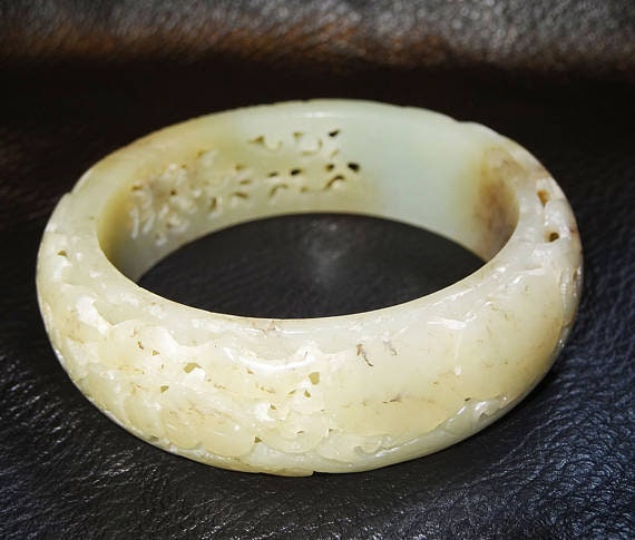 Jade Bangle Bracelet, Antique Hetian Nephrite - image 10