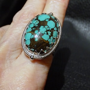 Hubei Turquoise Ring, Sterling Silver Vintage Jewelry