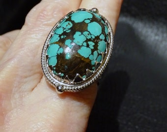 Hubei Turquoise Ring, Sterling Silver