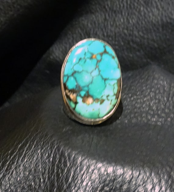 Midcentury Turquoise Ring, Sterling Silver - image 4