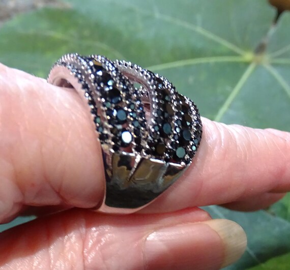 Black Spinel Ring, Statement, Sterling Silver - image 9