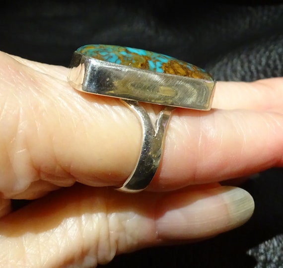 Royston Turquoise Ring, Sterling Handmade OOAK - image 10