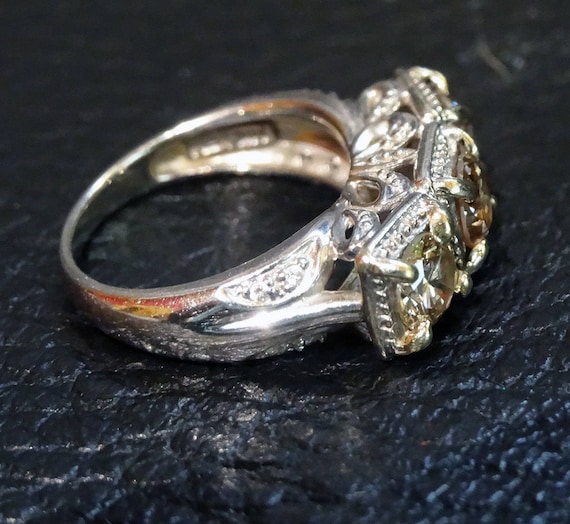 Champagne Diamond Ring, 14K White Gold - image 4