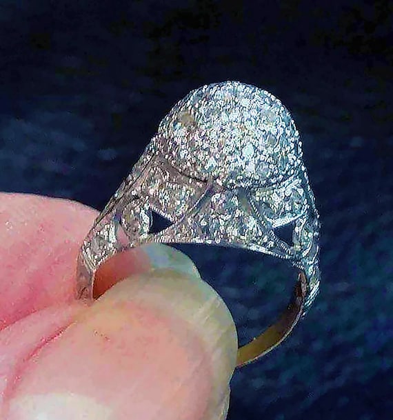 Edwardian Diamond Ring, Platinum Filigree