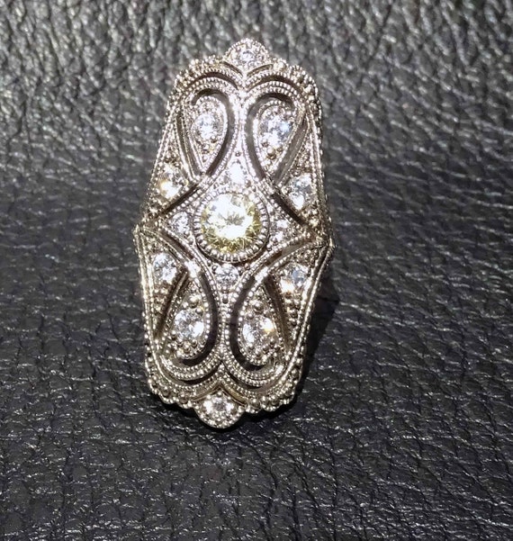 Diamond Ring Replica, ArtDeco CZ. Sterling Silver