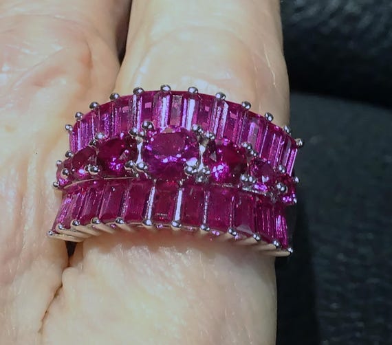 Lab Ruby Ring, Sterling Silver, Size 7 - image 1