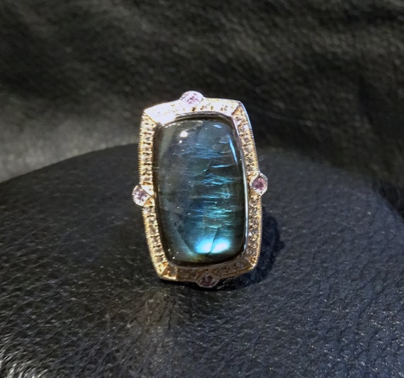 Labradorite Statement Ring, Sapphire, Sterling - image 10