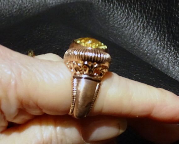 Citrine Solitaire Ring, Rose Gold over Sterling - image 5