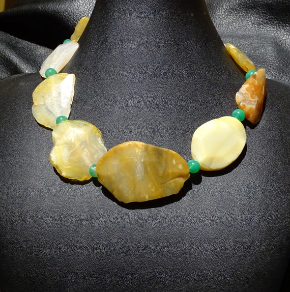 Agate Slice Necklace, Statement, Estate Jewelry - image 5