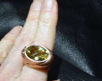 Citrine Solitaire Ring, Rose Gold over Sterling