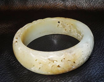 Jade Bangle Bracelet, Antique Hetian Nephrite