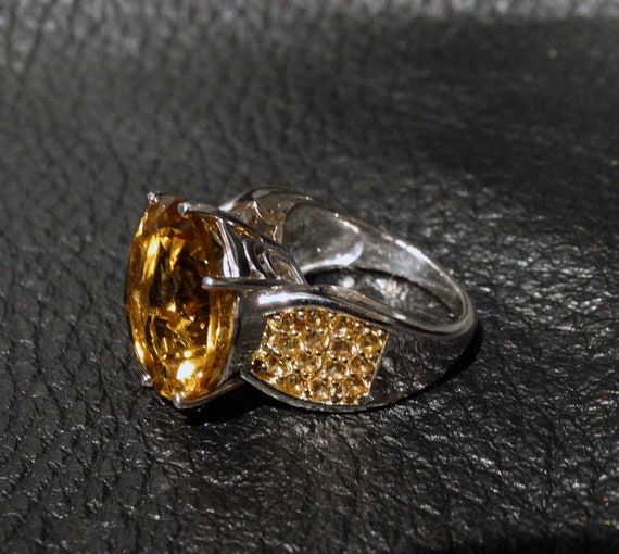 Citrine Sapphire Ring, Madera Citrine, Golden Sap… - image 7