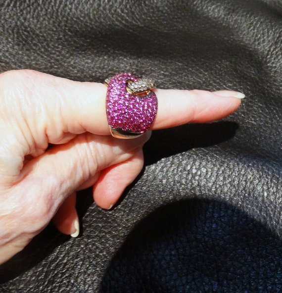 Pink Sapphire Diamond Ring, Chocolate Diamonds - image 2