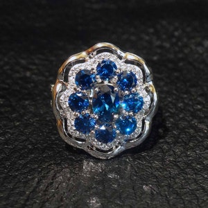 Edwardian Sapphire Ring Replica , CZ, Sterling Silver