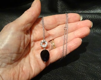 Onyx Sterling Pendant Necklace, Includes Chain