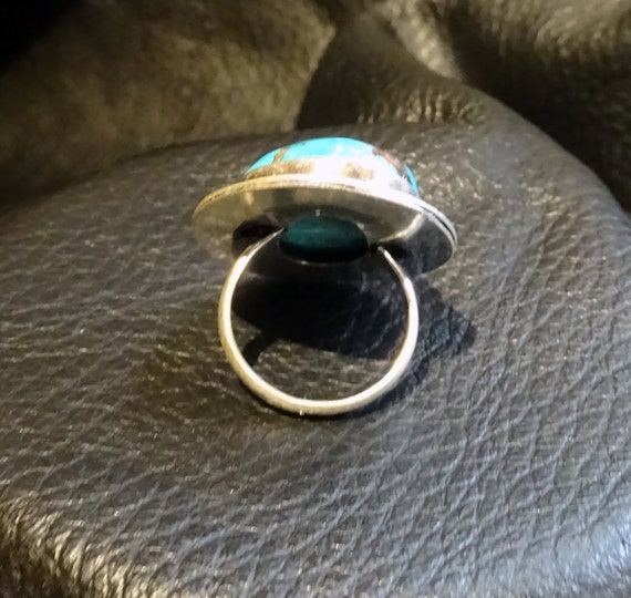 RARE Bisbee Turquoise Ring, Vintage Sterling Hand… - image 4