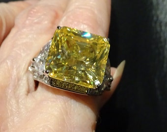 Yellow Diamond Ring Replica, Platinum over Sterling