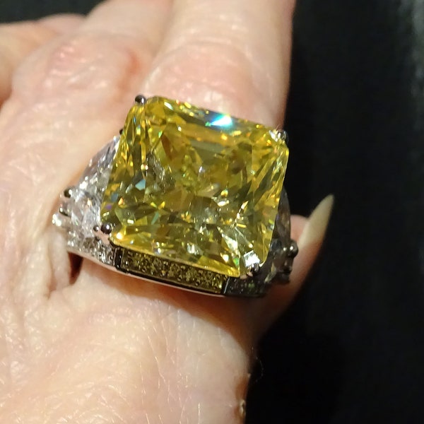 Yellow Diamond Ring Replica, Platinum over Sterling