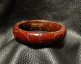 Bottega Veneta Bangle, Textured Leather, Signed