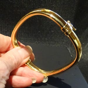 Gold Bangle Bracelet, 18K GP, Italian, Brushed Finish
