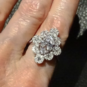 Diamond Ring Replica, CZ, Platinum over Sterling