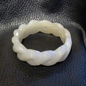 Exquisite Jade Bangle Bracelet, Antique Mutton Fat Hetian Nephrite, Qing 18/19th Century image 2