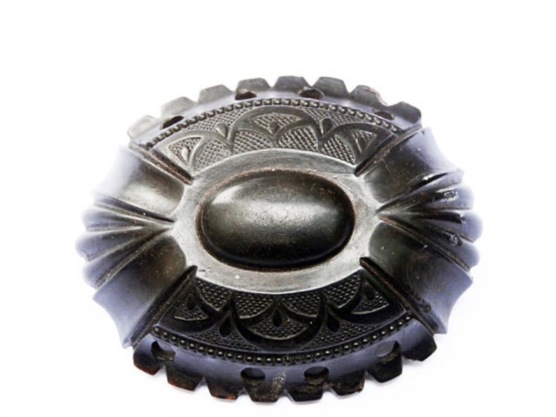 Victorian Brooch Pin, Vulcanite Rare image 5